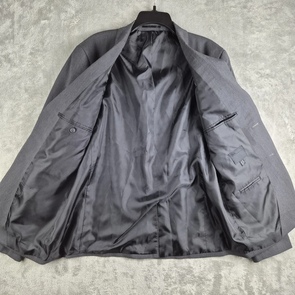 Asos Blazer Jacket Mens 42 Gray‎ Slim Fit Stretchy Slim Fit 2 Buttons Sport Coat